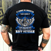 Navy Veteran Shirt – It Cannot Be Inherited, I Have Earned It – Gift for Navy Veterans, Retired Sailors, Military Dad, Grandpa & Husband – Unisex T-Shirt, Long Sleeve, Sweatshirt & Hoodie - T-Shirt - Black - Back