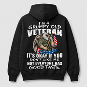 I'm a Grumpy Old Veteran black hoodie back print