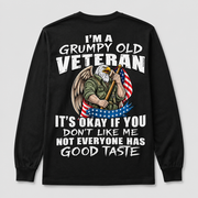 I'm a Grumpy Old Veteran black long sleeve back print