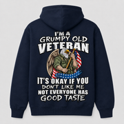 I'm a Grumpy Old Veteran navy hoodie back print