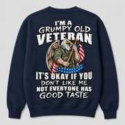 I'm a Grumpy Old Veteran navy crewneck sweatshirt back print