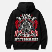 I Am a Veteran I Can Fix Stupid black hoodie back print