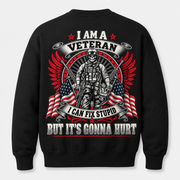 I Am a Veteran I Can Fix Stupid black crewneck sweatshirt back print