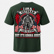 I Am a Veteran I Can Fix Stupid forest green T-shirt back print