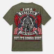 I Am a Veteran I Can Fix Stupid military green T-shirt back print
