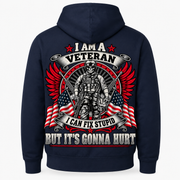 I Am a Veteran I Can Fix Stupid navy hoodie back print