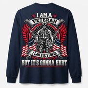 I Am a Veteran I Can Fix Stupid navy long sleeve back print