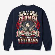 There's A Bunch Of Us Old Men Veterans Crewneck Sweatshirt - Navy - Back Print