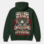 There's A Bunch Of Us Old Men Veterans Unisex Hoodie - Forest Green - Back Print