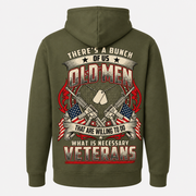 There's A Bunch Of Us Old Men Veterans Unisex Hoodie - Military Green - Back Print