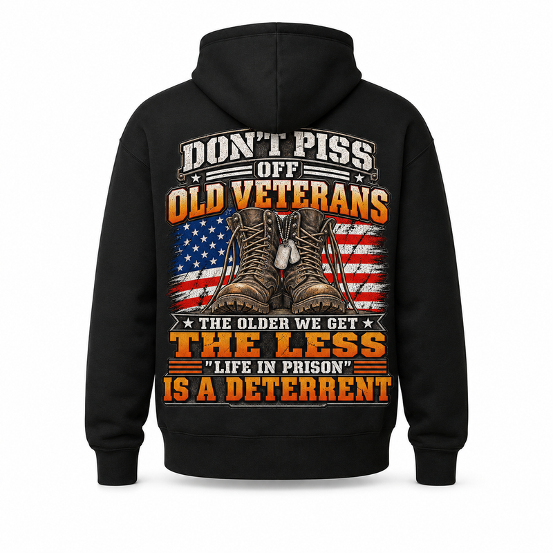 Don't Piss Off Old Veterans Hoodie - Black