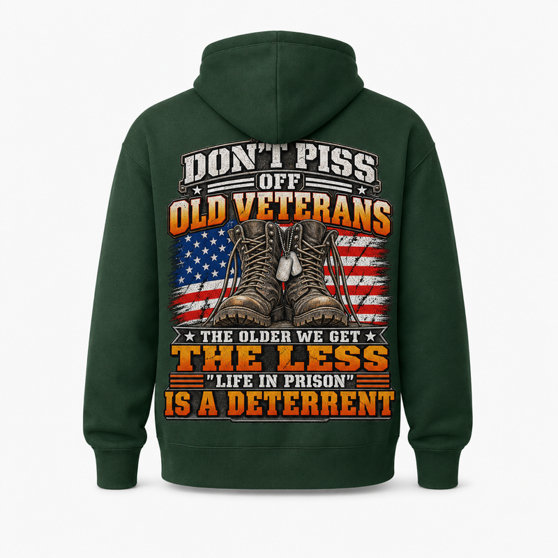 Don't Piss Off Old Veterans Hoodie - Forest Green