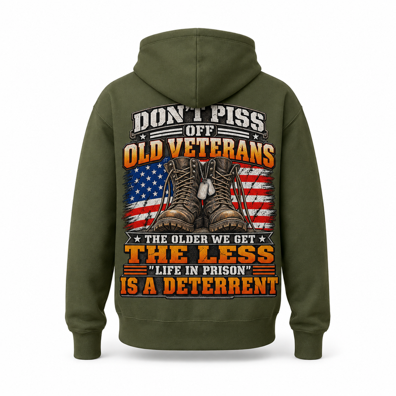 Don't Piss Off Old Veterans Hoodie - Military Green