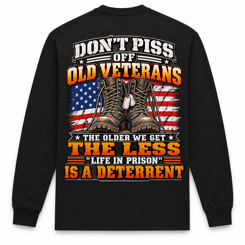 Don't Piss Off Old Veterans Long Sleeve - Black